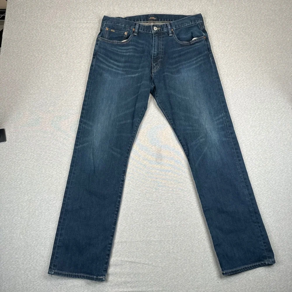 Polo Ralph Lauren Hampton Relaxed Straight Jeans Mens 33x32 Dark Wash Blue Denim